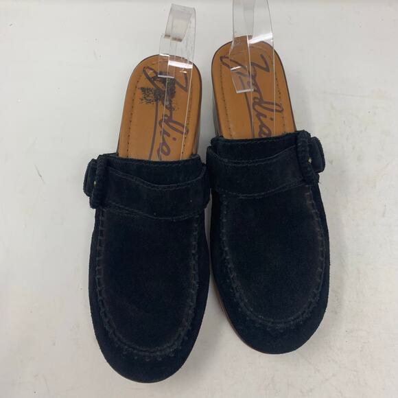 Zodiac Raine Black Suede Leather Moc Toe Platform Chunky Mules Clogs Size 10 Y2K - Picture 9 of 10